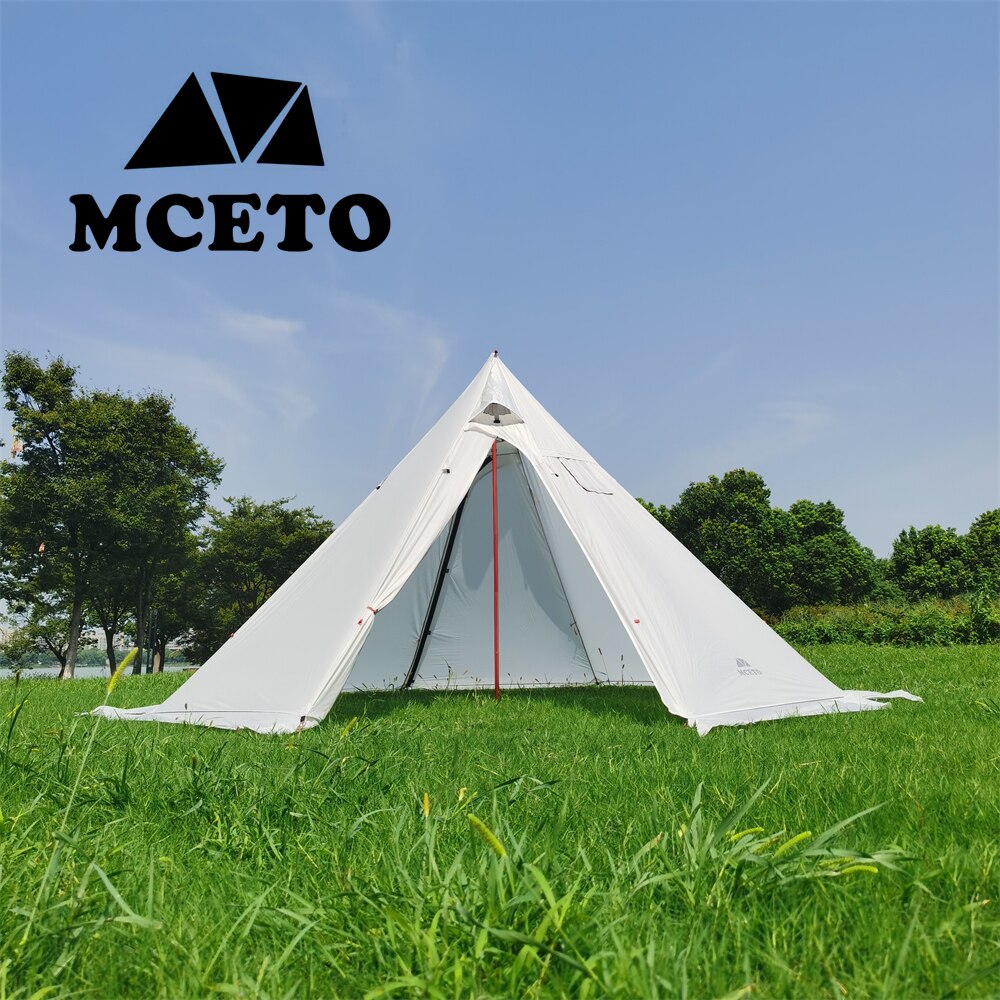 Cheap Goat Tents MCETO Outdoor Camping Lightweight 400CM Teepee 20D Hot Tent with Stove Jack Winter Hunting Octagonal 2Doors Wind And Rainproof   